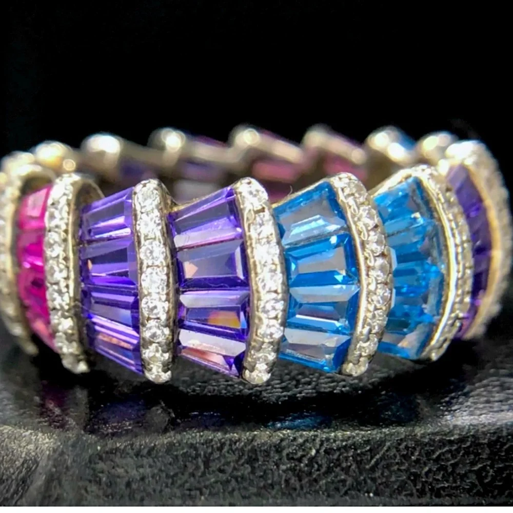 Beautiful Italian Rhodium 925 Silver Ring - Picture 2 of 5